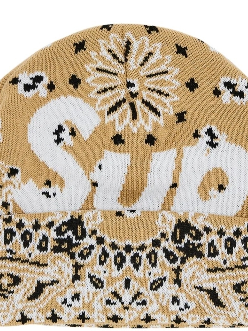 This Supreme Bandana Big Logo Beanie in tan from Fall/Winter 2024